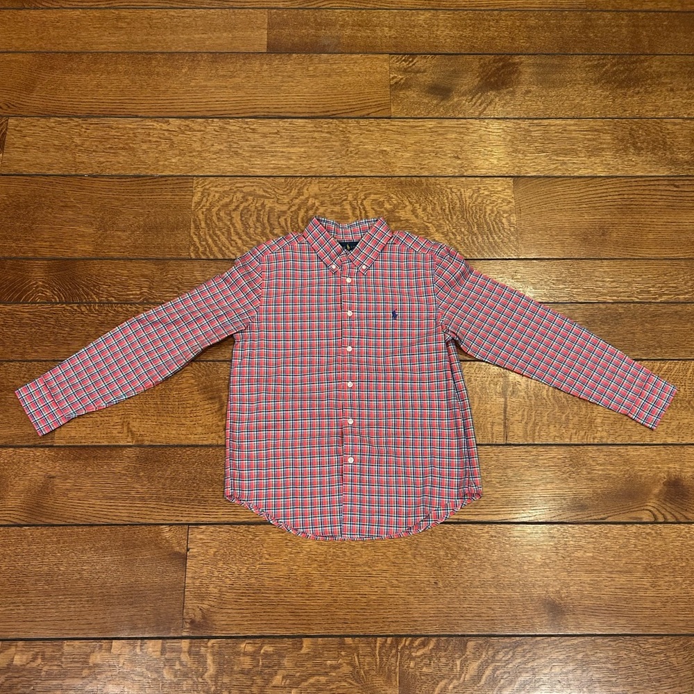 Ralph Lauren Red and Blue Button Down Shirt Classic Style